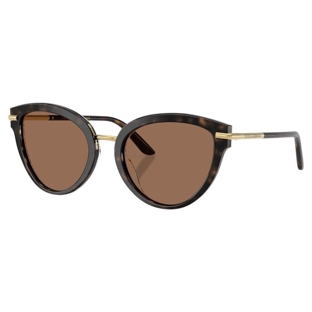 New Dolce & Gabbana Sunglasses Brown Tortoise Shell Gold Metal Cat Eye